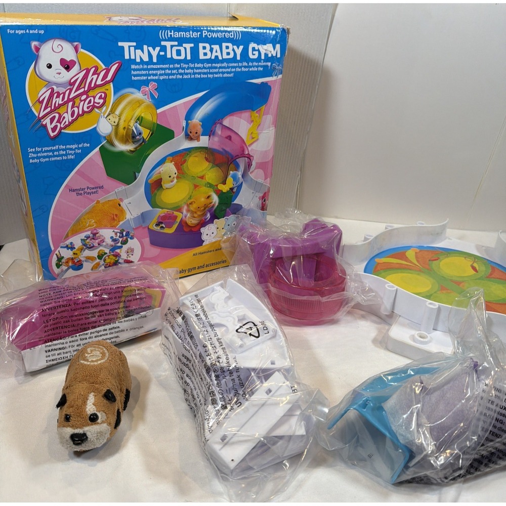 Zhu Zhu Babies Tiny-Tots Baby Gym – NEW + 1 Hamster – Box Damaged